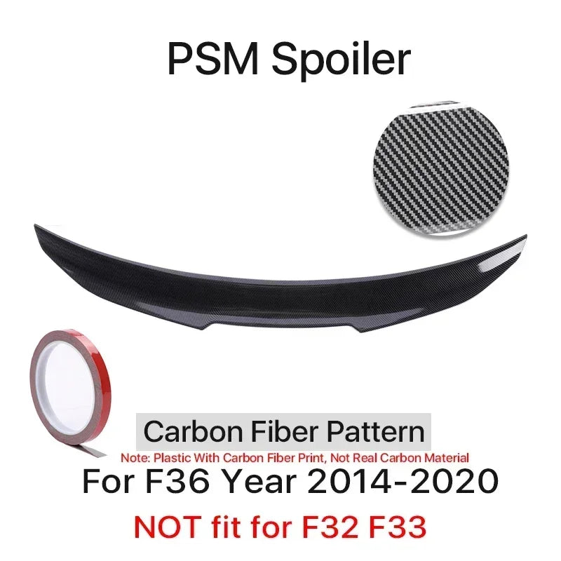 Rear Trunk Spoiler Bumper Lip For BMW 4 Series F32 F33 F36 Carbon Fiber PSM M4 MP Style Wing Tail Kit 2014-2020 Gloss Black